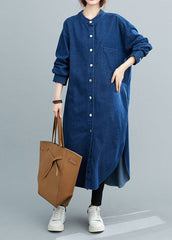 Natural Blue shirts denim Maxi Dress