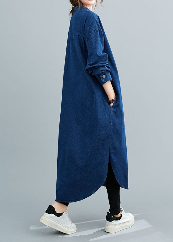 Natural Blue shirts denim Maxi Dress