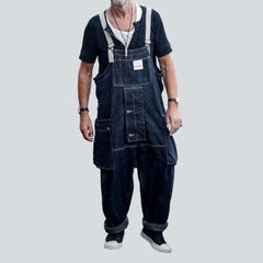 Marineblaue Baggy-Latzhose aus Denim für Herren