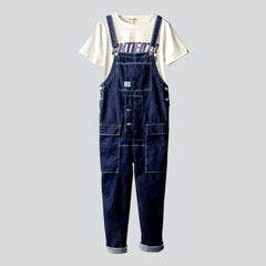 Navy cargo men denim jumpsuit