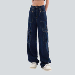 Marineblaue Cargo-Baggingjeans für Damen