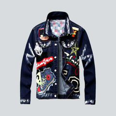 Navy denim jacket with patches