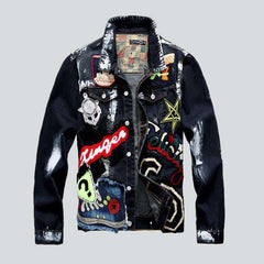 Navy embroidered men denim jacket