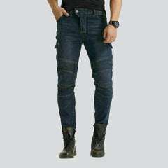 Navy men biker jeans