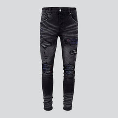 New style black distressed jeans