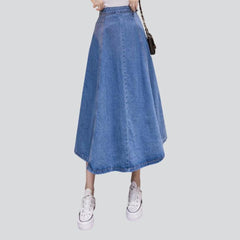 No pocket long denim skirt