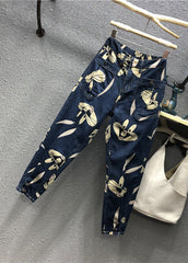 Pantalones vaqueros de patchwork con bolsillos y estampado de dibujos animados de la marina novedosos para otoño