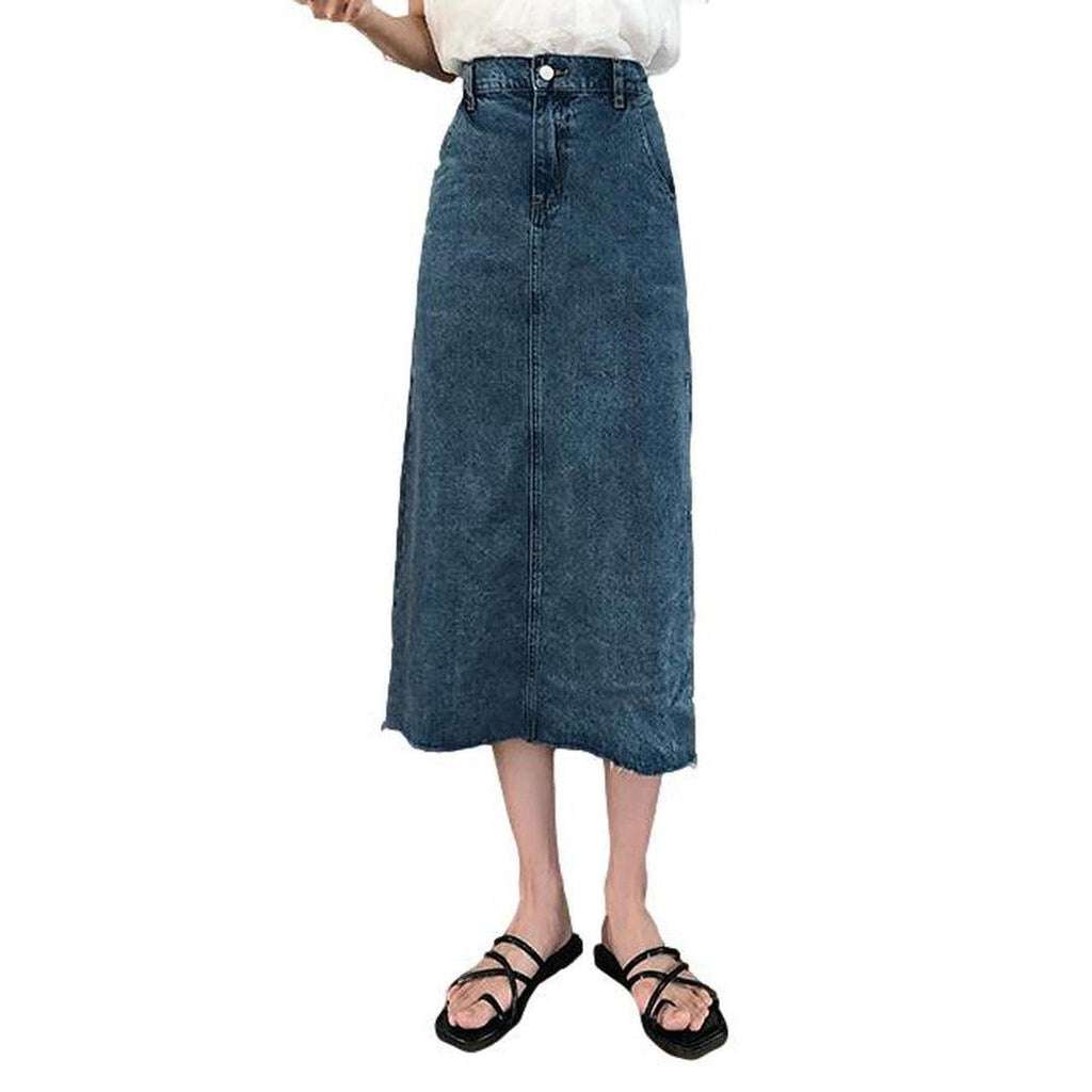 Long slit women denim skirt