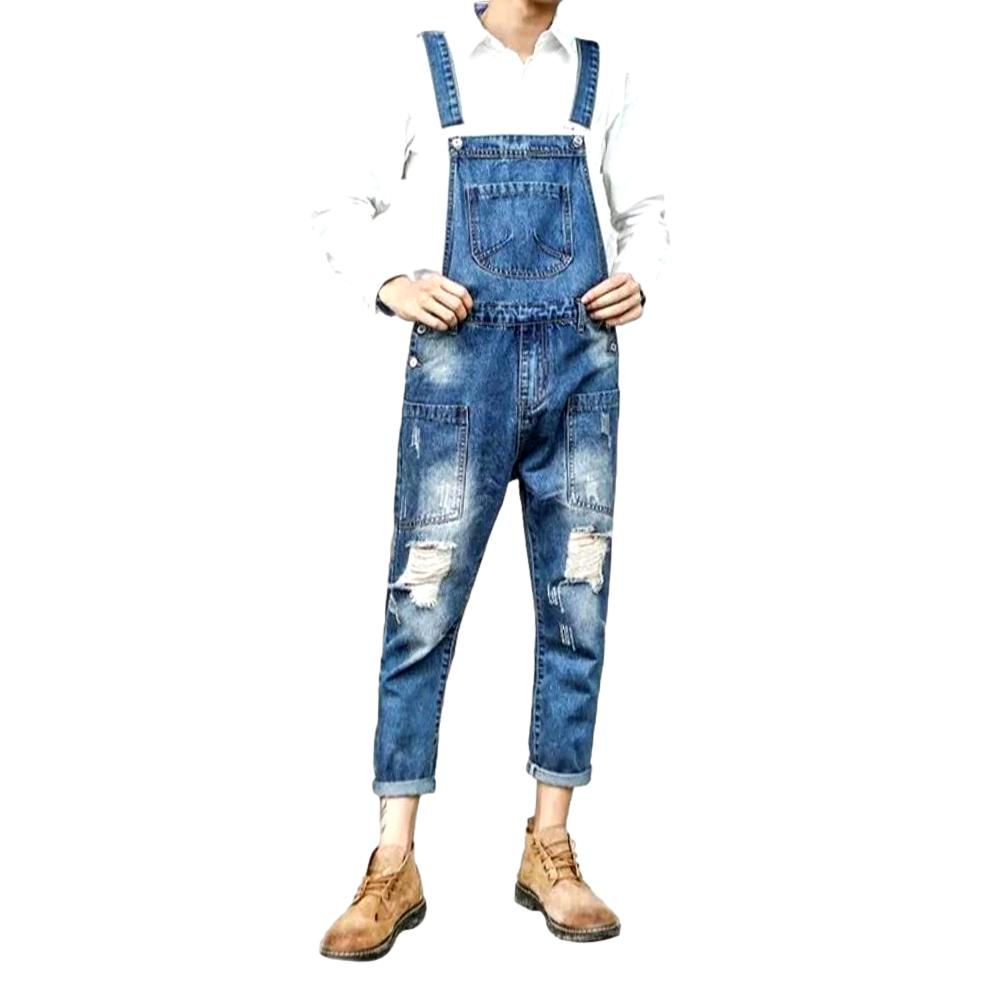 Straight pocket men denim jumpsuit