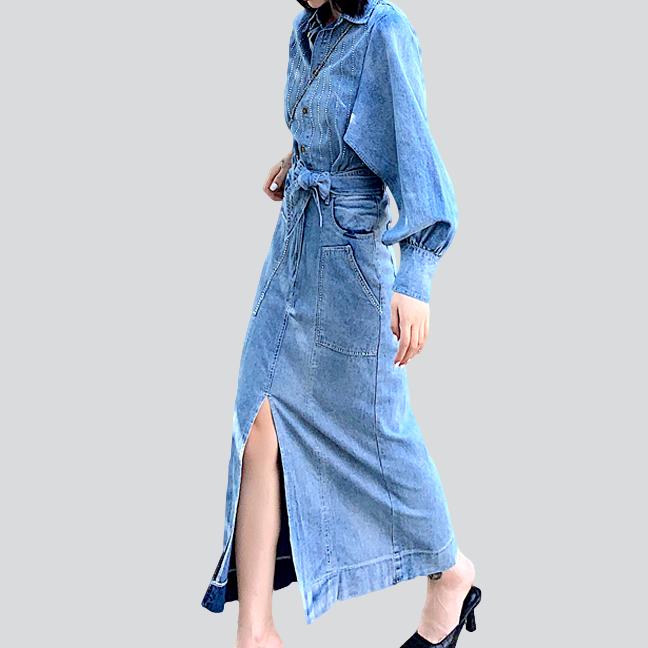 Shirt top long denim dress