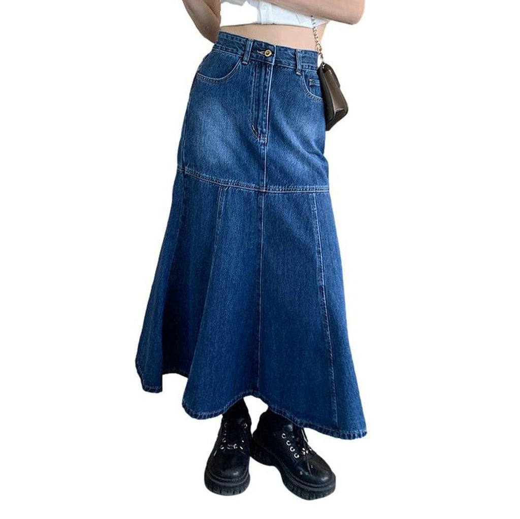 Trumpet long women denim skirt