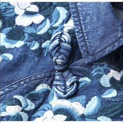 Chinese-style embroidery denim dress