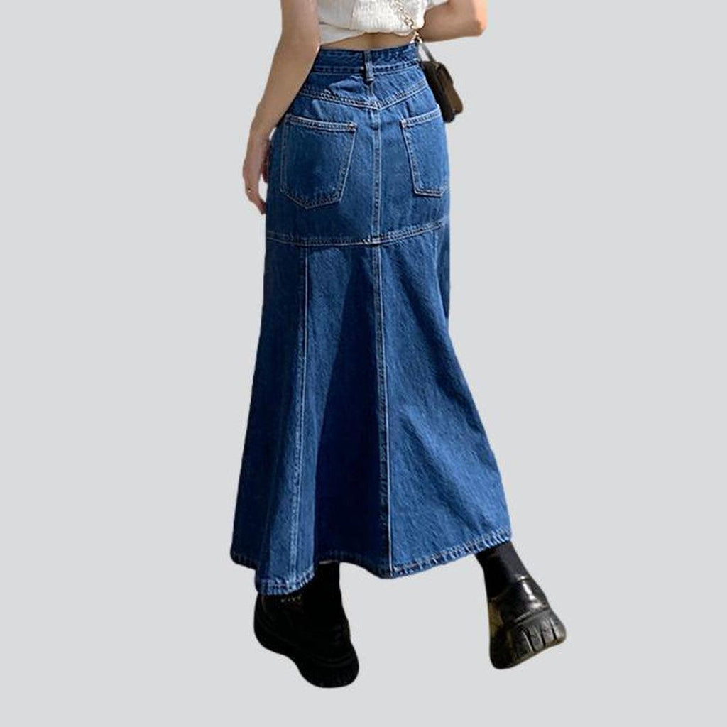 Trumpet long women denim skirt