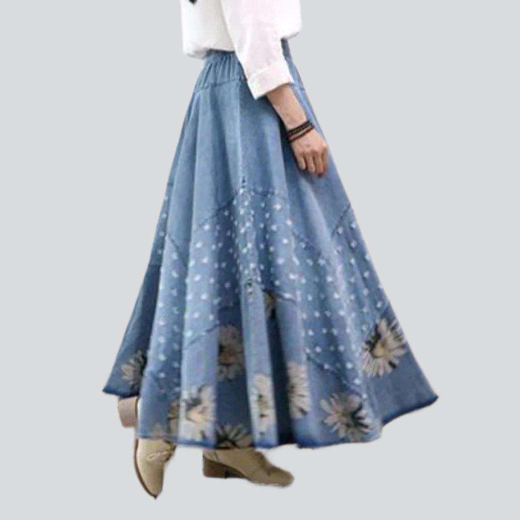 Leichter Maxi-Jeansrock im Bohemian-Stil