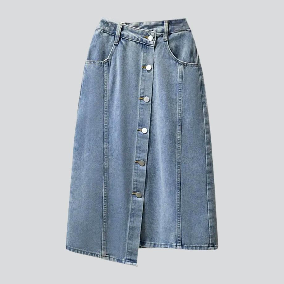 Asymmetric a-line women denim skirt