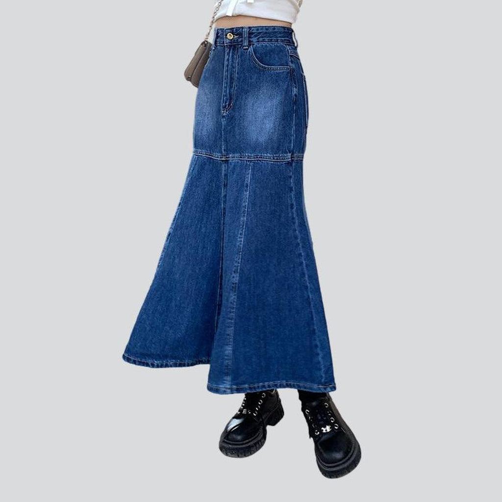 Trumpet long women denim skirt