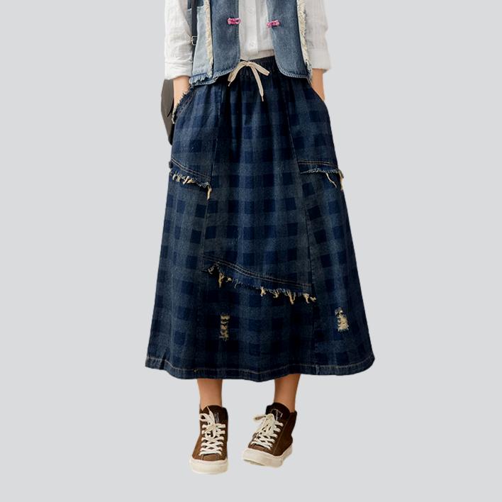 Patchwork a-line denim skirt