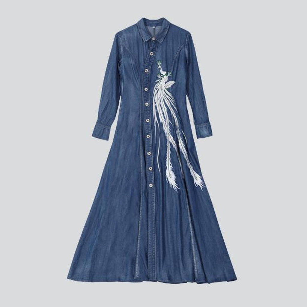 Painting embroidery denim dress