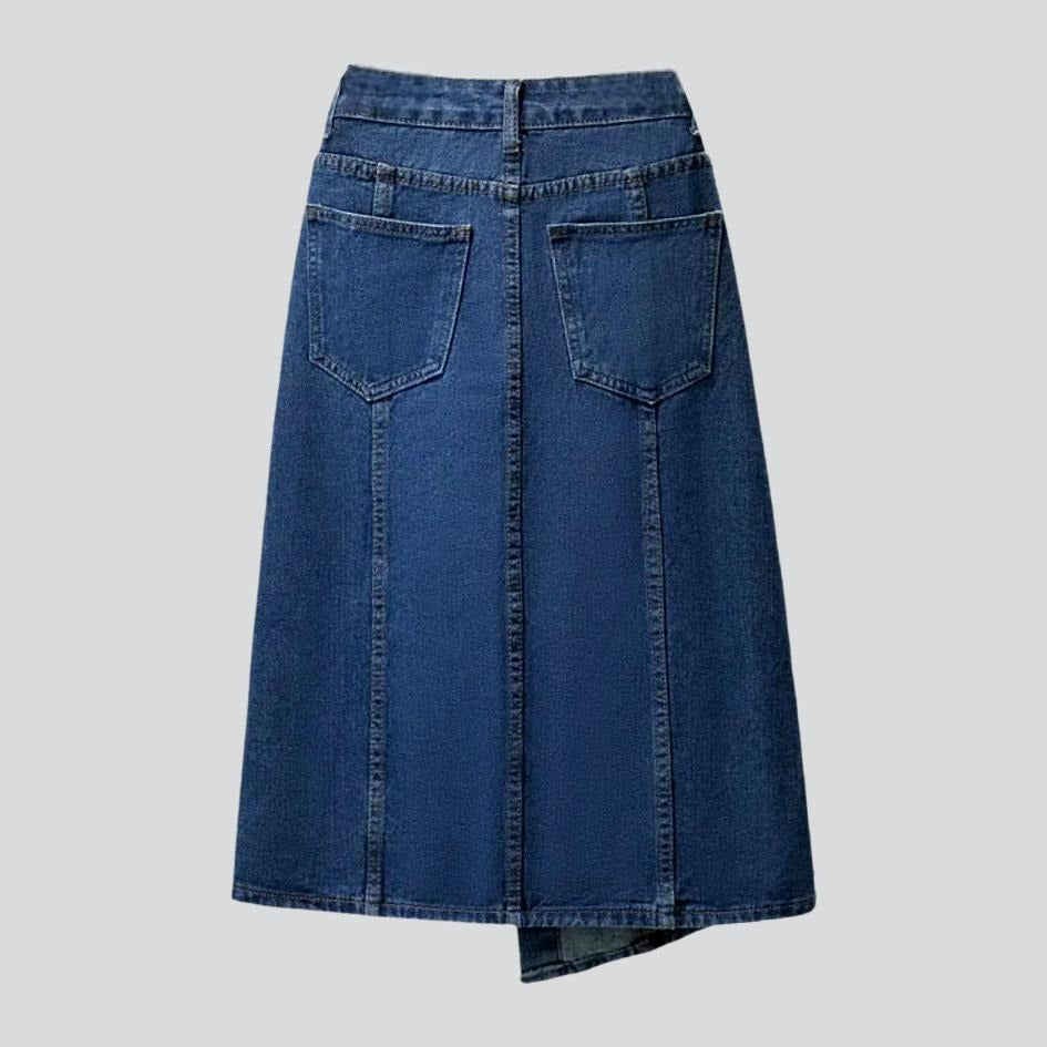 Asymmetric a-line women denim skirt