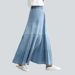 Bohemian pleated denim skirt