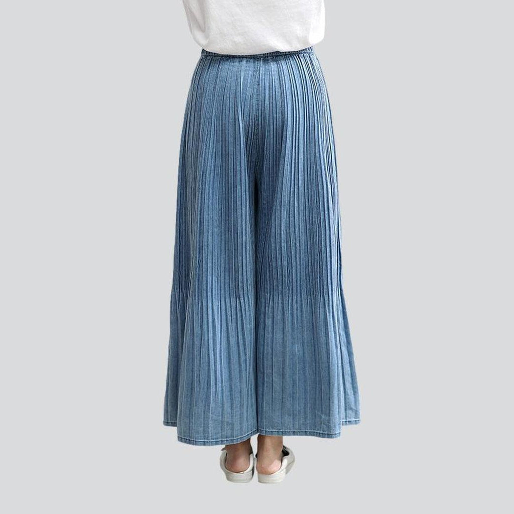 Pleated culottes women denim pants