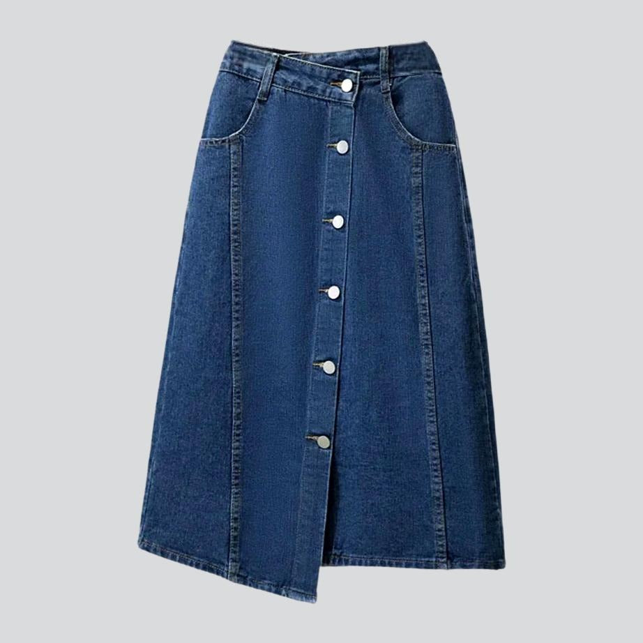 Asymmetric a-line women denim skirt