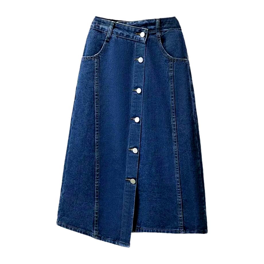 Asymmetric a line women denim skirt W28 Blue