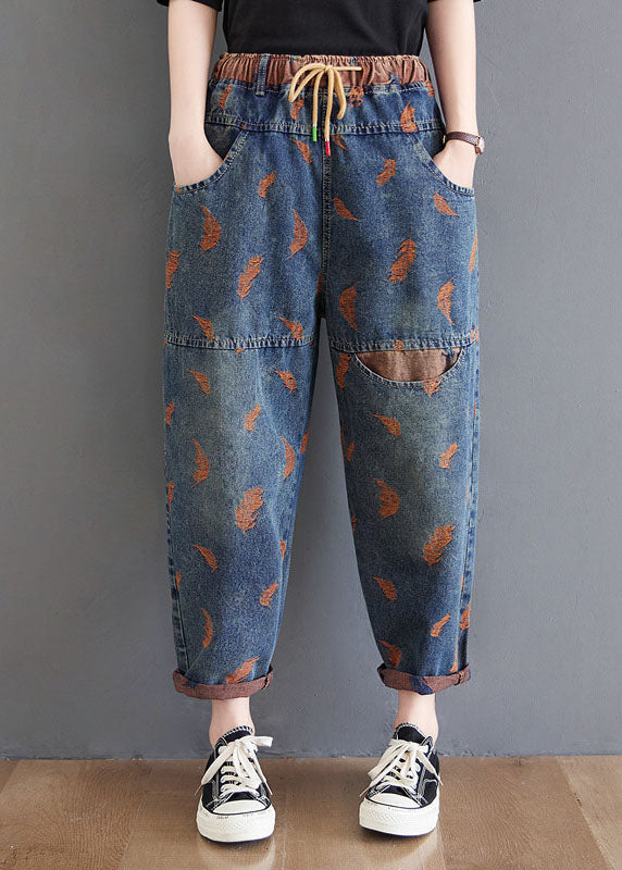 Organic Blue Embroideried Pockets denim Pants