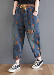 Organic Blue Embroideried Pockets denim Pants