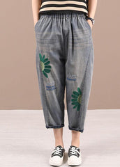 Organic Blue Embroideried Regular Denim Pants