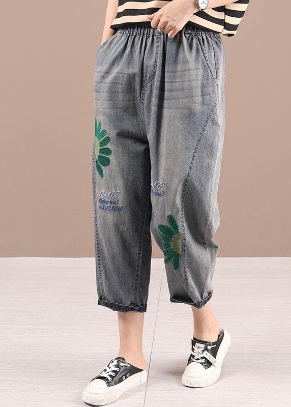 Organic Blue Embroideried Regular Denim Pants