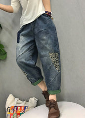 Organic Blue patch applique  denim Pants