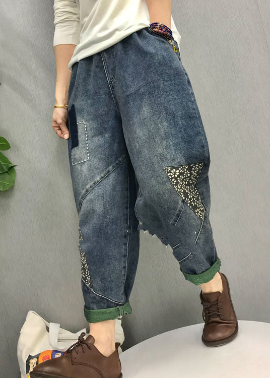 Organic Blue patch applique  denim Pants