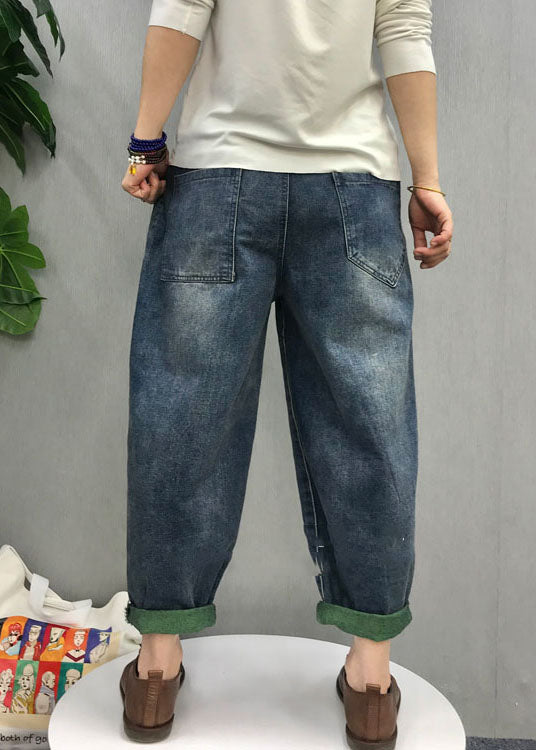 Organic Blue patch applique  denim Pants