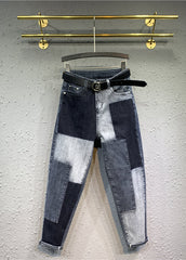 Bio Colorblock Taschen Patchwork Denim Hose Herbst
