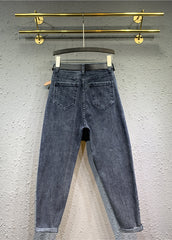 Bio Colorblock Taschen Patchwork Denim Hose Herbst