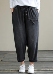 Bio-Freizeithose Denim Schwarze Stoffe Cinched Pants