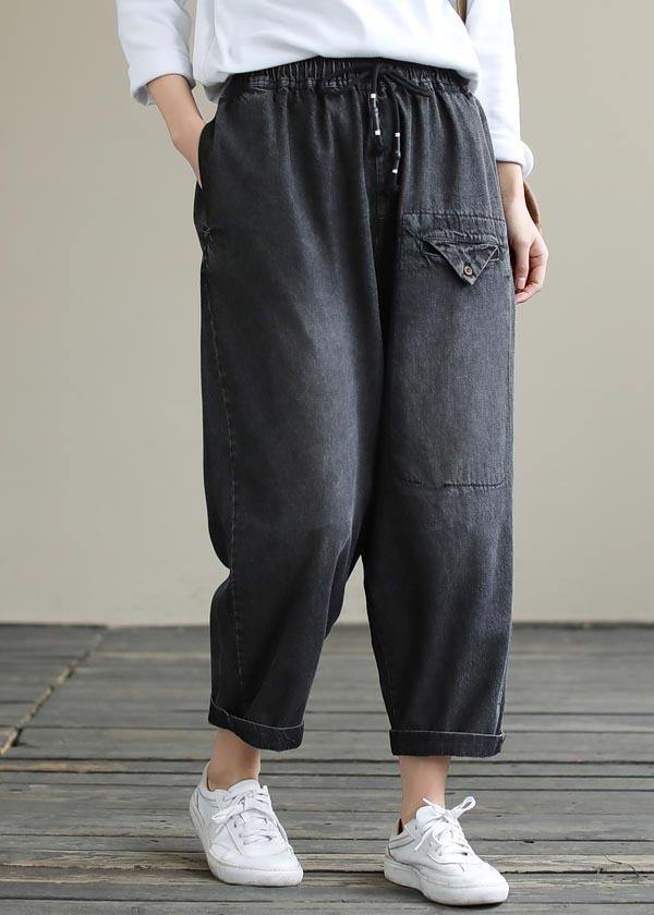 Bio-Freizeithose Denim Schwarze Stoffe Cinched Pants