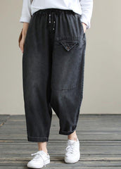 Bio-Freizeithose Denim Schwarze Stoffe Cinched Pants