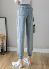 Organic Casual Pants Slim Denim Blue Ideas Elastic Waist Pants