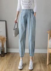 Organic Casual Pants Slim Denim Blue Ideas Elastic Waist Pants