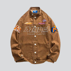 Oversized denim jacket with patches