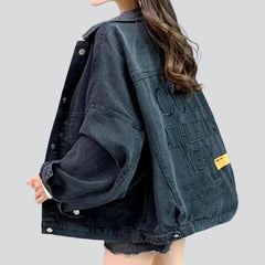 Oversized embroidered women denim jacket