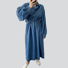 Oversized flare long denim dress