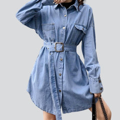 Oversized shirt-style denim dress