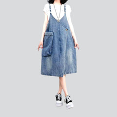 Oversized side pocket denim dress