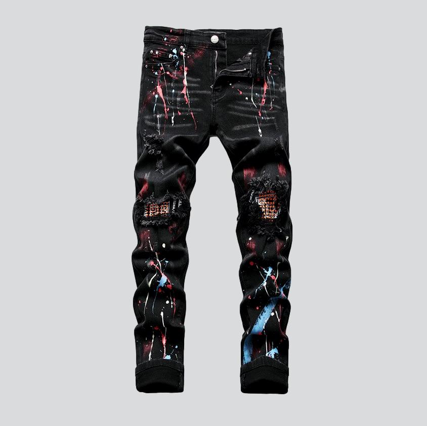 Paint splatter print black jeans Rae Jeans