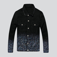 Paint splatter print denim jacket