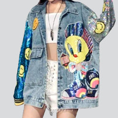 Painted denim jacket for women