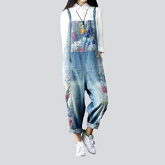 Painted loose ladies jeans jumpsuit